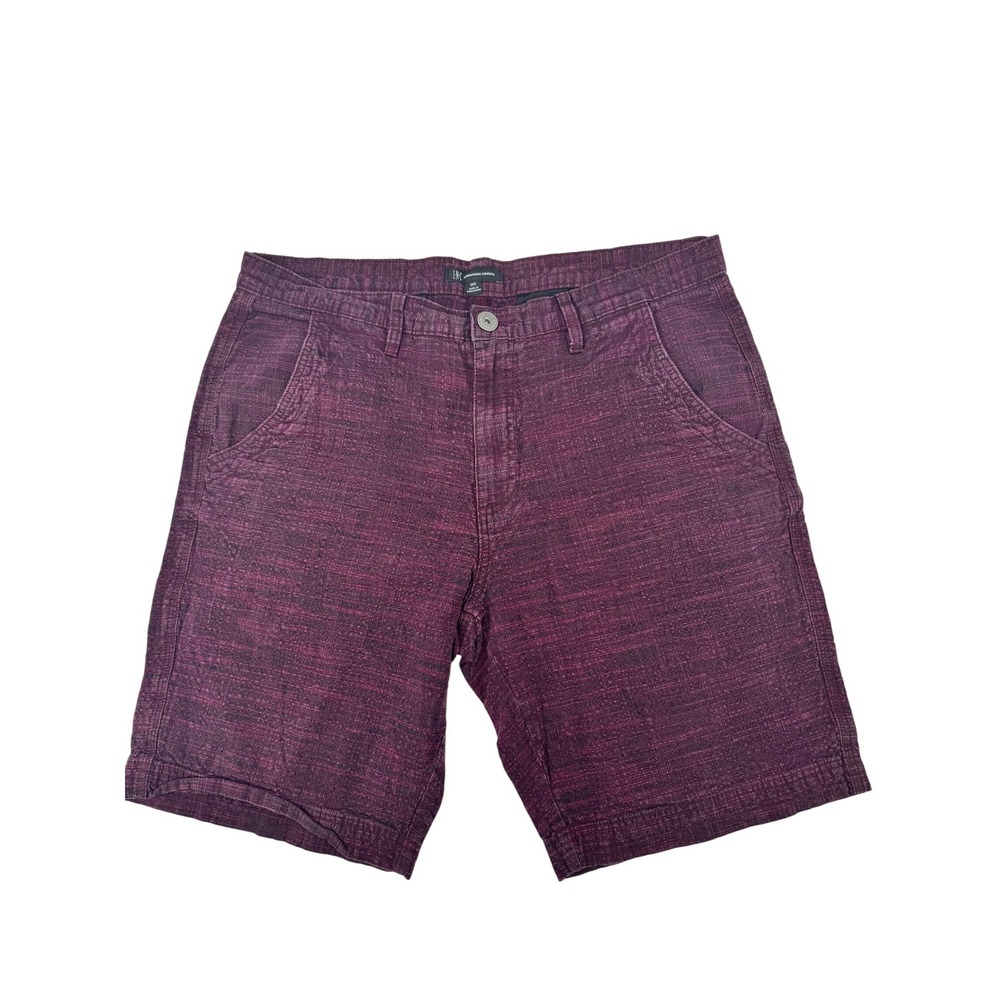 INC International Concepts Shorts Mens 36 Burgundy Slub Textured‎ Flat Front